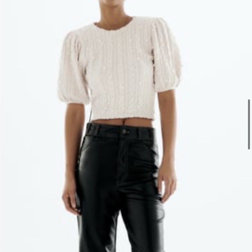 Zara PEARL SOFT TOP BEIGE MARL Size Large - Picture 5 of 6